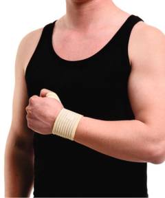 Elastic bandage for the wrist joint.
